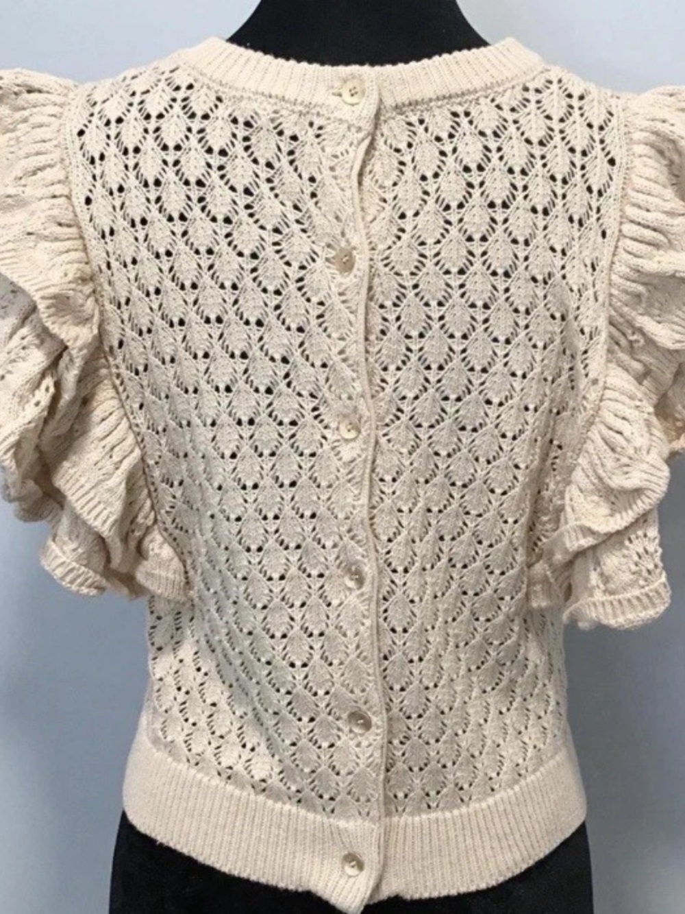 LFD Ruffled Cream Knit Top small - Picture 3 of 9
